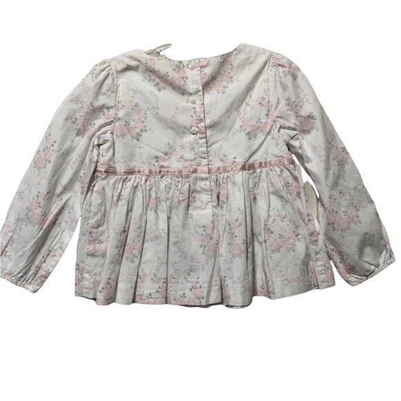 Janie & Jack Pastel Floral Pleated Top 4 - Picture 2 of 5